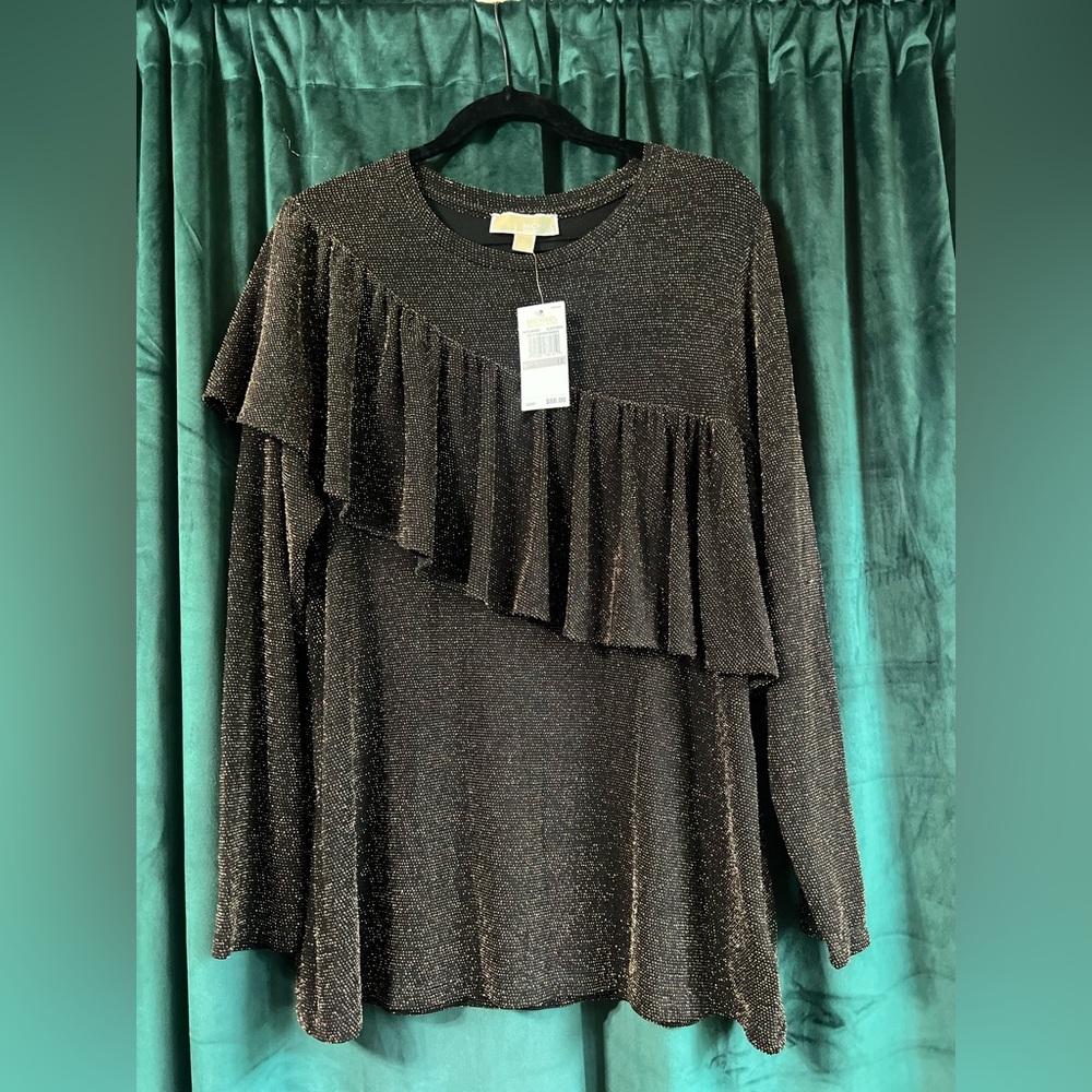 Plus Micheal Kors Black and Gold Blouse